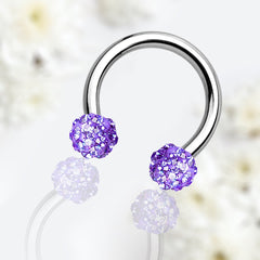 16G Tanzanite Crystals Paved Balls Septum Horseshoe Hoop.