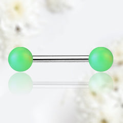 Pair of 14G Matte Finish Neon Green Ball End Nipple Barbell. Nipple Piercing. Nipple Rings. Nipple Jewelry