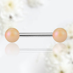 Pair of 14G Matte Finish Neon Light Peach Ball End Nipple Barbell. Nipple Piercing. Nipple Rings. Nipple Jewelry