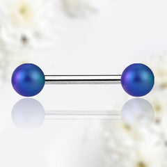 Pair of 14G Matte Finish Neon Blue Ball End Nipple Barbell • Nipple Piercing • Nipple Rings • Nipple Jewelry