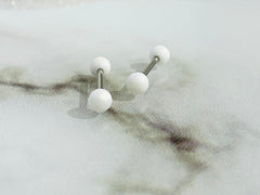 Pair of 14G Matte Finish Neon White Ball End Nipple Barbell. Nipple Piercing. Nipple Rings. Nipple Jewelry