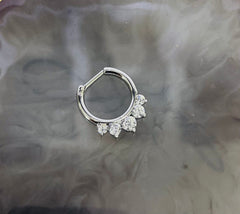 16G Silver Prong Set Sparkling Clear Stone Septum Clicker Ring