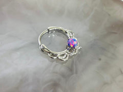 16G Single Purple Opal Center Lacey Septum Clicker Ring