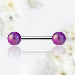 Pair of 14G Matte Finish Neon Purple Ball End Nipple Barbell. Nipple Piercing. Nipple Rings. Nipple Jewelry