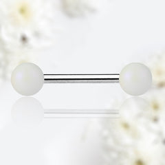 Pair of 14G Matte Finish Neon White Ball End Nipple Barbell. Nipple Piercing. Nipple Rings. Nipple Jewelry