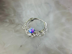 16G Single Purple Opal Center Lacey Septum Clicker Ring