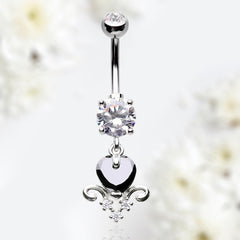 14G Dangling Black Heart Dangling Belly Button Ring