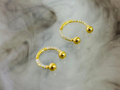 16G Gold Front Facing Clear Gems Horseshoe Ring Septum Ring.Septum Jewelry