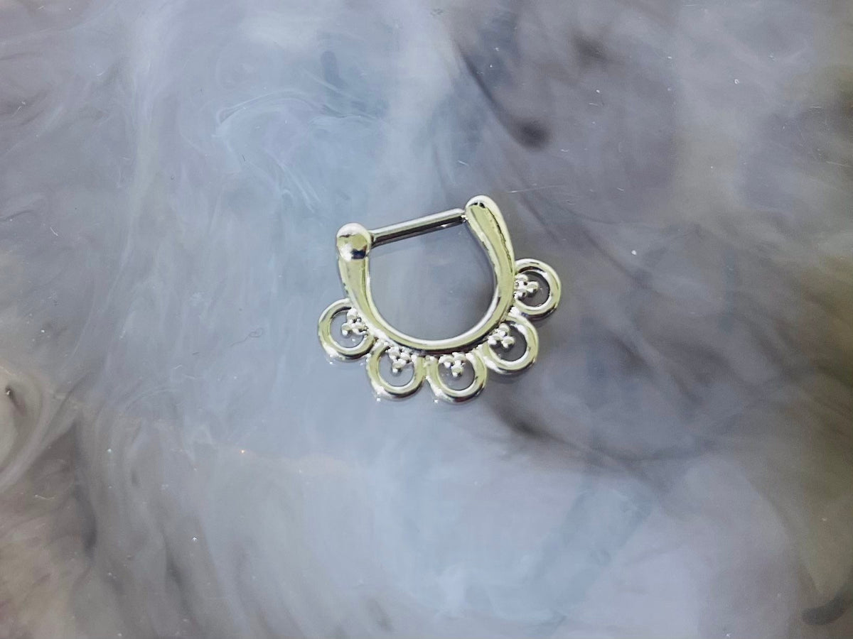 16G Silver Basic Septum Clicker Ring