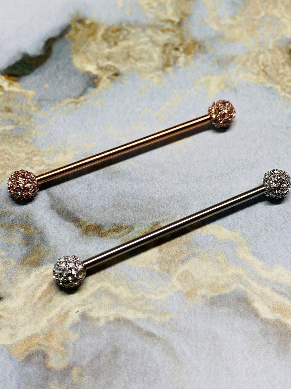 14G Cluster Diamonds Industrial Barbell. Industrial Piercing. Industrial Bar. Industrial Piercing Jewelry.