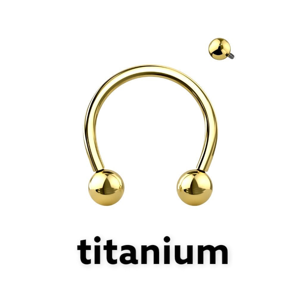 16G Implant Grade Titanium Internally Threaded Gold 8MM 10MM Horseshoe Circular Barbell.