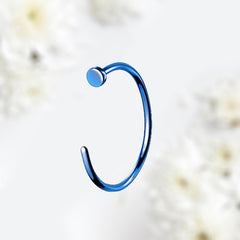 20G Implant Grade Titanium Blue Flat Top Nose Hoop. Nose Piercing. Nose Jewelry.