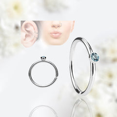 20G Single Blue Stone Top Bendable Nose Hoop. Cartilage Hoop. Nose Ring. Nose Piercing. Cartilage Piercing.