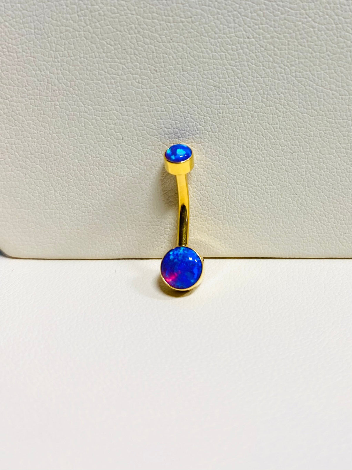 14G Internally Threaded Blue Opal Belly Button Ring. Belly Ring. Navel Ring. Belly Piercing.