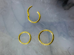 Implant Grade Titanium Gold Hinged 18G 16G 14G Plain Clicker Hoop for Septum, Cartilage, Tragus & More