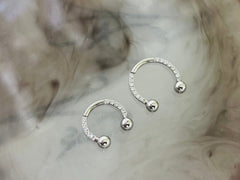 16G Silver Front Facing Clear Gems Horseshoe Ring Septum Ring. Nose Piercing. Nose Hoop.