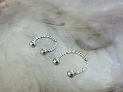 16G Silver Front Facing Clear Gems Horseshoe Ring Septum Ring. Nose Piercing. Nose Hoop.