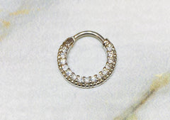 16G Single Line Clear Stones Septum Clicker. Septum Piercing. Septum Ring. Septum Jewelry.