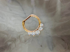 16G Rose Gold Prong Set Sparkling Clear Stone Septum Clicker Ring