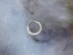 18G Dainty Bendable Silver Hoop with Stones for Septum, Cartilage, Targus, Helix Piercing & More