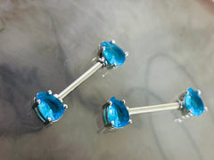 Pair of 14G Silver Teardrop Nipple Barbells. Nipple Rings. Nipple Piercing. Nipple Jewelry. Body Jewelry