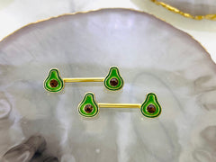 Pair of 14G Gold Avocado Ends Nipple Barbell