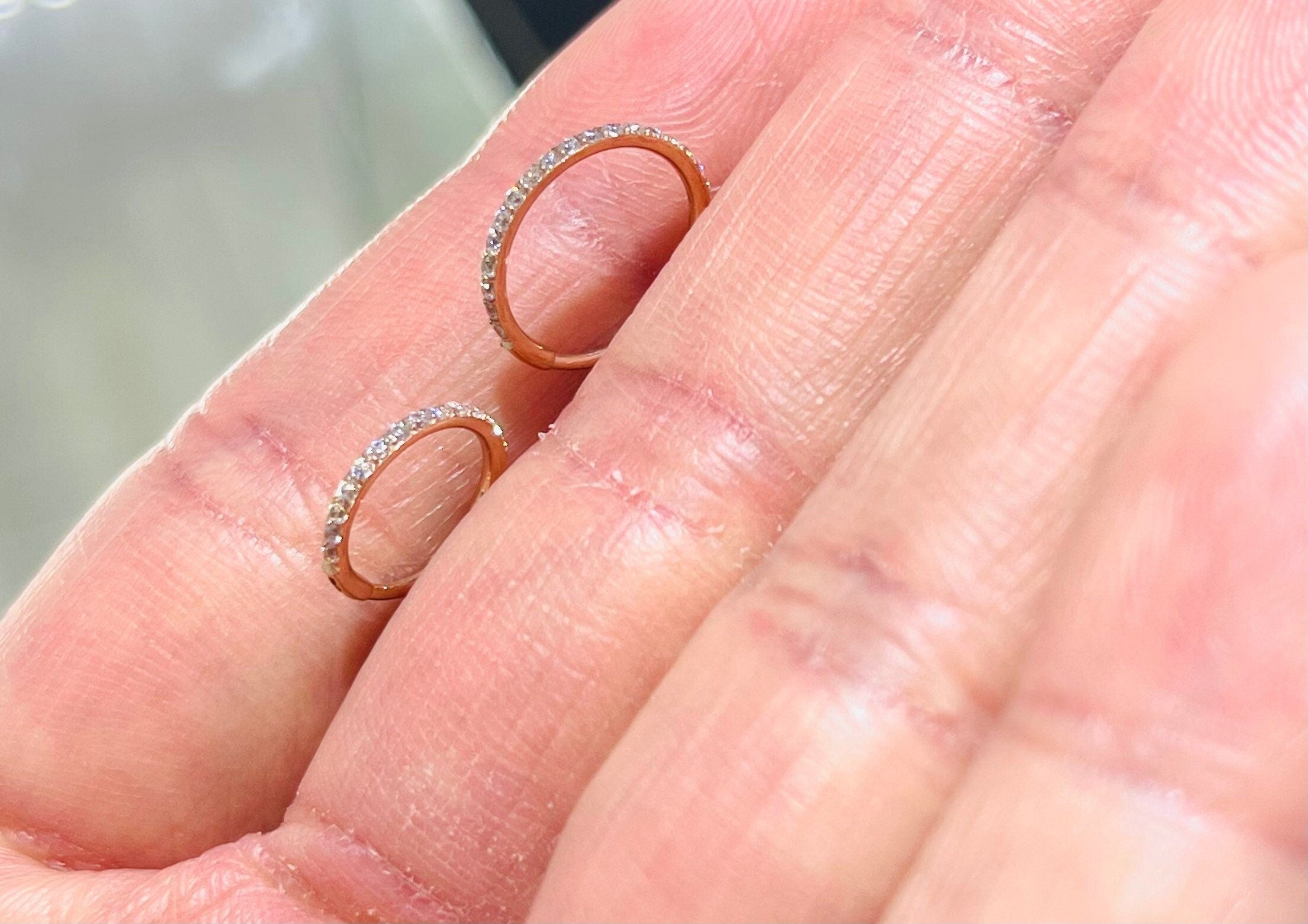 20G Rose Gold Super Dainty Clear Stones Seamless Clicker Nose Hoop. Nose Piercing. Nose Ring. Cartilage Earrings. Cartilage Hoop.