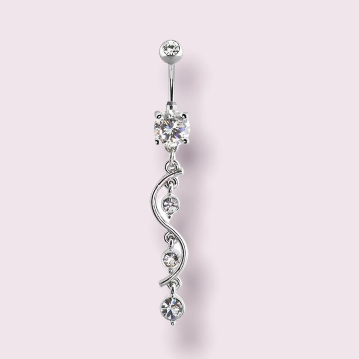 Silver Multi Gem Vine Dangling Surgical Steel Belly Button Ring Piercing. Jewelry for Woman. Gift for Her