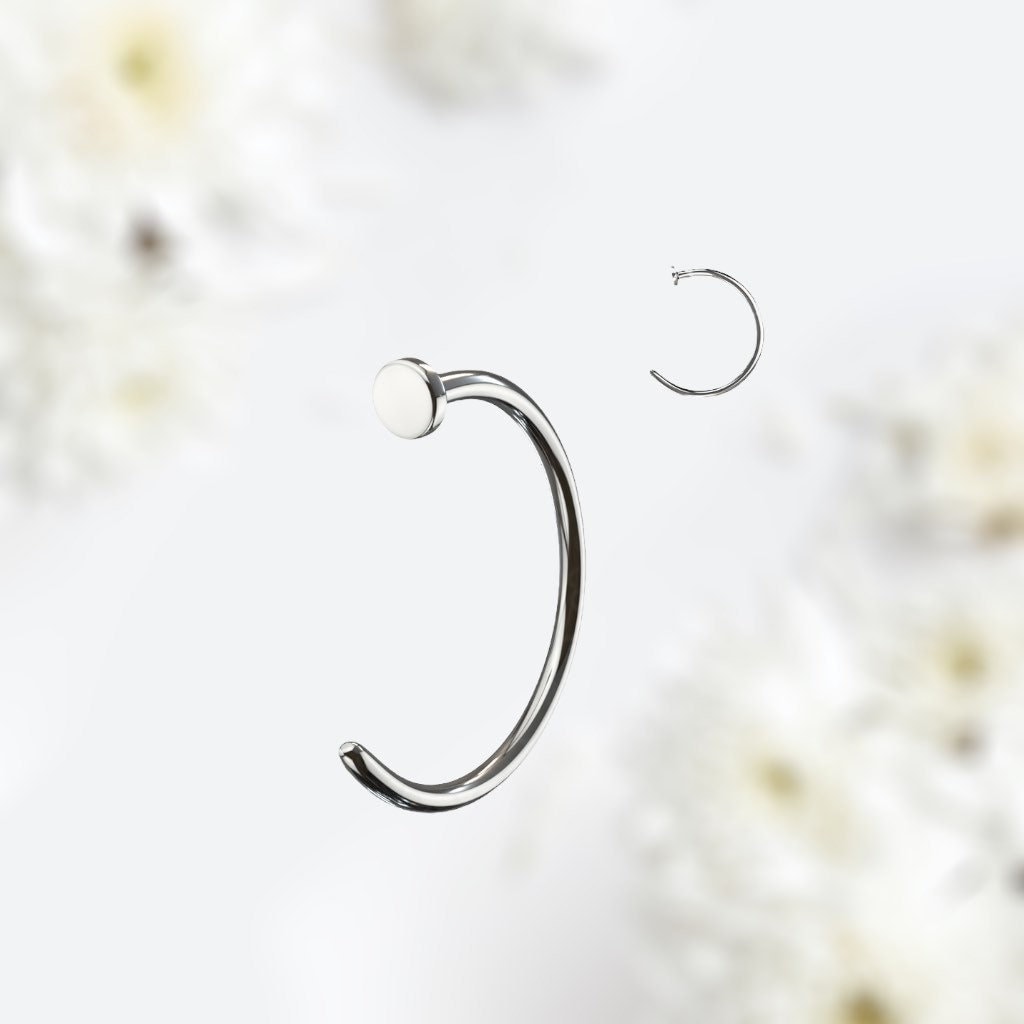 20G Implant Grade Titanium Flat Top Nose Hoop. Nose Piercing. Nose Jewelry.