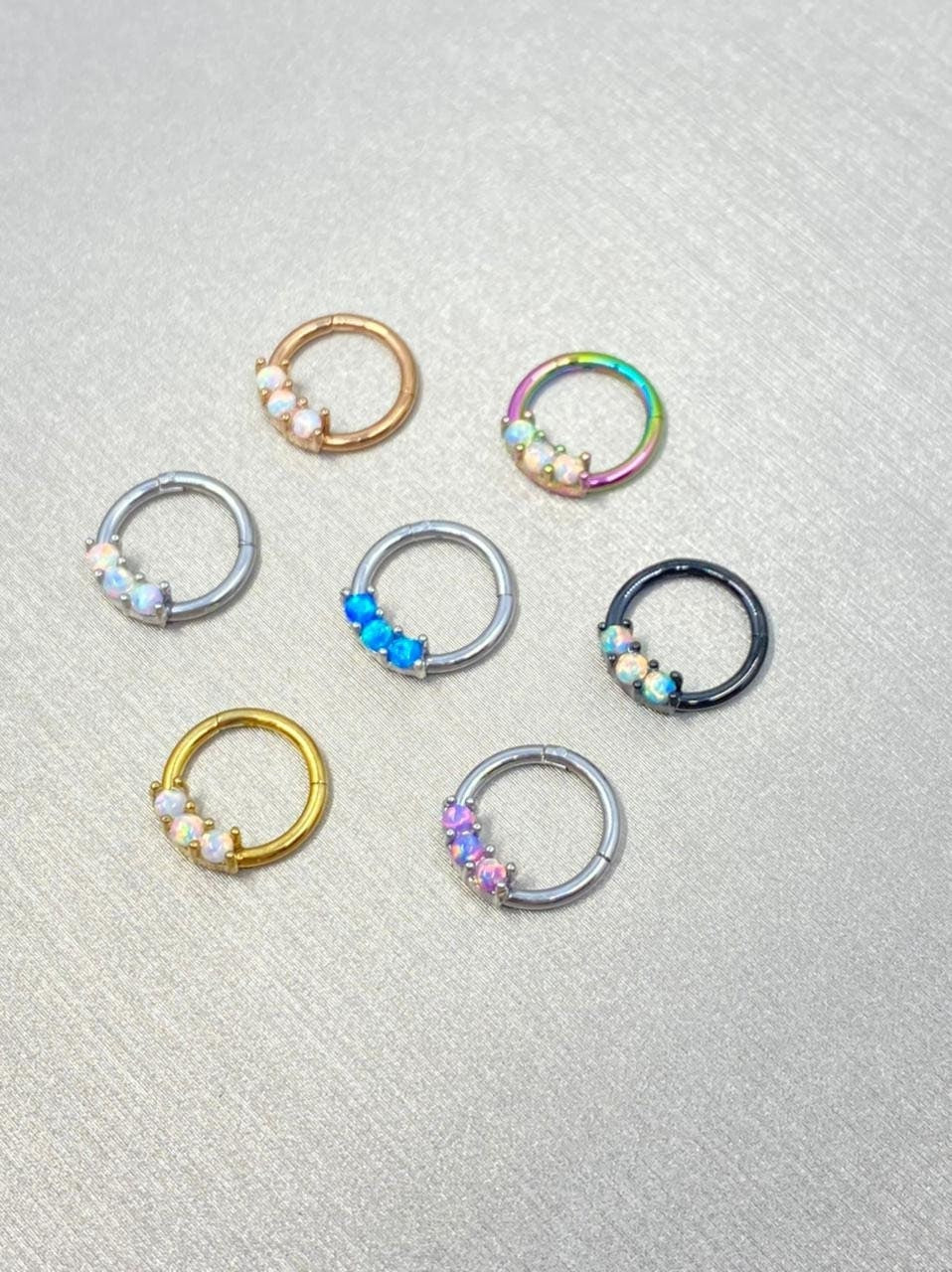 16G Surgical Steel Opal Setting 8MM Septum Clicker. Septum Piercing. Septum Ring. Nose Ring. Nose Piercing. Septum Jewelry. Septum Clicker.