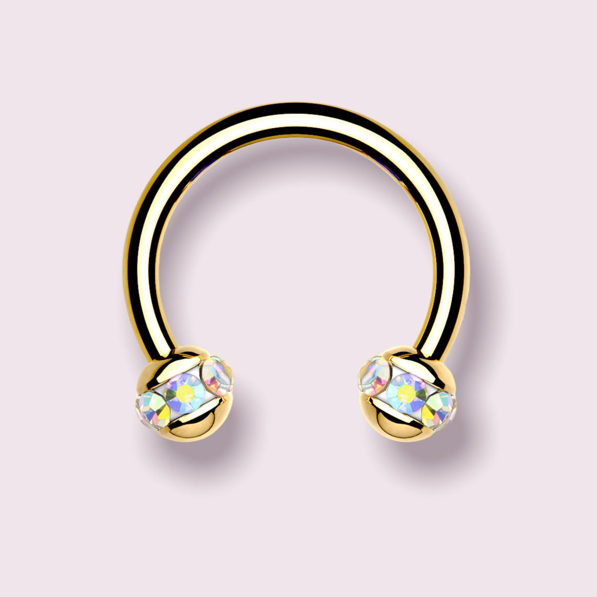 Multicolor Crystals Ball Ends Surgical Steel Horsehshoe for Cartilage, Spetum, Daith, Eyebrow Piercings.