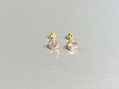 14K Gold Dainty Sparkling Pink Stone Bezel Setting Screw Back Earrings. 5mm Stone. Cartilage & Tragus Earrings. Ear Piercing. Body Jewelry