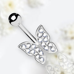 14G Silver Butterfly Belly Button Ring