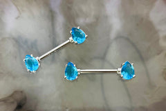 Pair of 14G Silver Teardrop Nipple Barbells. Nipple Rings. Nipple Piercing. Nipple Jewelry. Body Jewelry