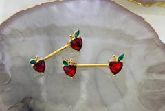 Pair of 14G Gold Red Apple Nipple Barbells