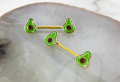 Pair of 14G Gold Avocado Ends Nipple Barbell