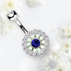 14G Silver Sapphire Dainty Belly Button Ring