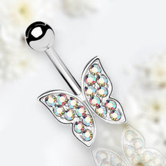 14G Silver Basic Butterfly Belly Button Ring