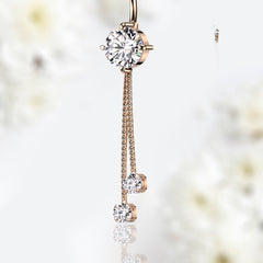 Rose Gold Dangling Rope with Clear Gems Belly Button Ring