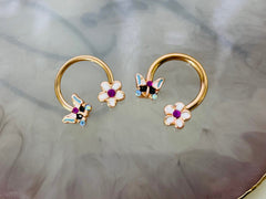 16G 14G Rose Gold Butterfly Flower Septum Ring