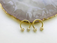 16G 14G Gold Multicolor Gem Balls Septum Ring