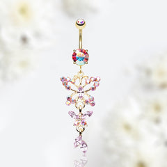 14G Pink Butterfly Fall Belly Button Ring