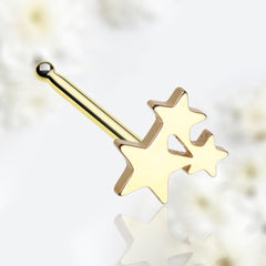 20G Gold Tri Star Nose Stud with Ball End