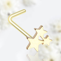 20G Gold Tri Star L Shape Nose Stud