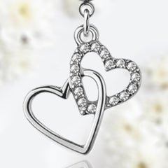 Silver Double Heart Dangling Belly Button Ring • Navel Ring • Belly Piercing