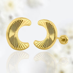 Dainty 14Karat Yellow Gold Crescent Moon Screw Back Earrings