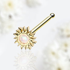 20G Gold White Opal Sun Nose Stud