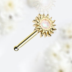 20G Gold White Opal Sun Nose Stud