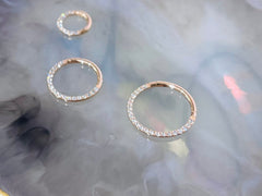 18G & 16G Rose Gold Clear Gems Hinged Septum Clicker Ring. Septum Ring. Septum Piercing. Cartilage Ring