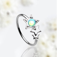 20G Shooting Star Multicolor Gem Bendable Nose Hoop Cartilage Hoop Ring